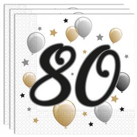 Milestone Happy Birthday 80 Års Servietter
