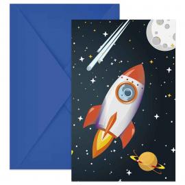 Invitationskort Space Rocket