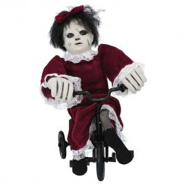 Bevægelig Halloween Dukke på Cykel med Lyd