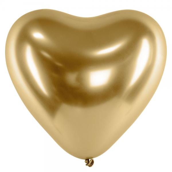 Chrome Hjerteballoner Guld 50-pak