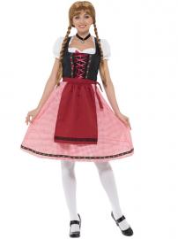 Oktoberfest Kjole Rød & Sort Kostume Medium