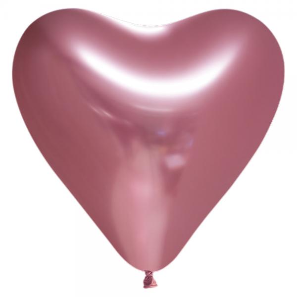 Chrome Mirror Hjerteballoner Pink