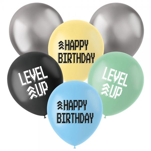 Latexballoner Level Up Birthday 6-pak