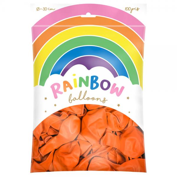 Rainbow Latexballoner Orange 100-pak