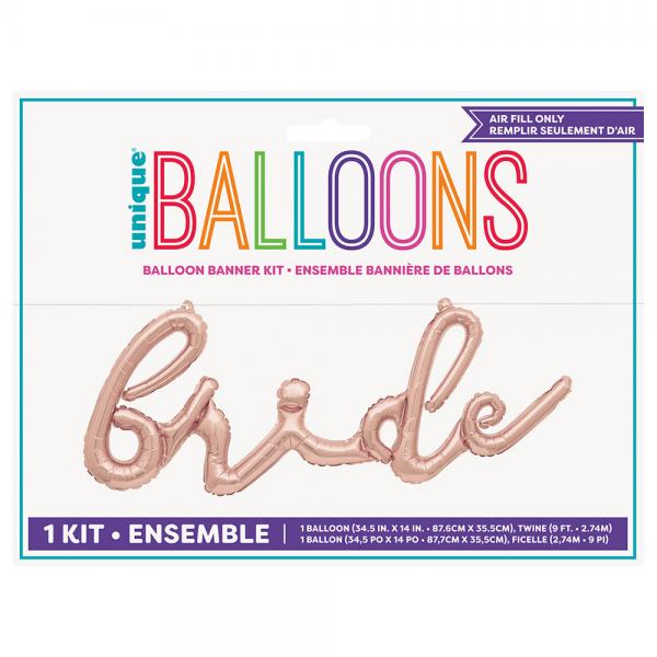 Ballon Banner Bride Metallic Rosguld