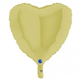 Hjerteballon Mat Pastel Gul 46 cm