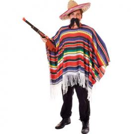 Flerfarvet Mexicansk Poncho Kostume