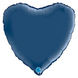 Hjerteballon Satin Navy Blå