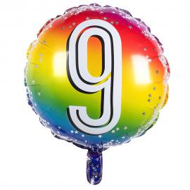 Folieballon Regnbue 9 år