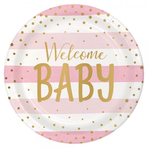 Welcome Baby Paptallerkener Lyserd