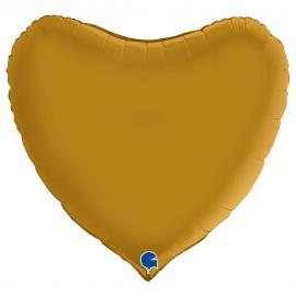 Stor Hjerteballon Satin Guld