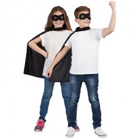 Superhelt Sort Kappe med Øjenmaske Børn
