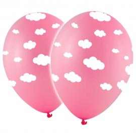 Baby Pink Balloner med Hvide Skyer