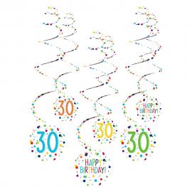 Hængende Swirls 30 år Confetti Birthday