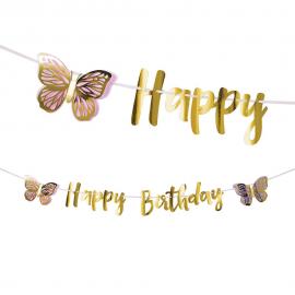 Shimmering Butterfly Guirlande Happy Birthday