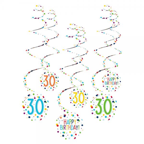 Hngende Swirls 30 r Confetti Birthday