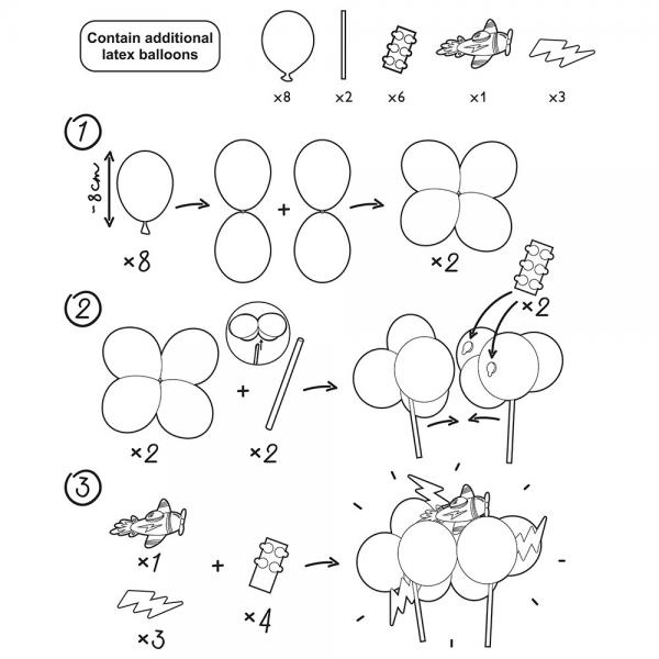 Ballon Kagedekoration Flyvemaskine 29 cm