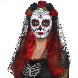 Day of the Dead Maske med Sort Slør