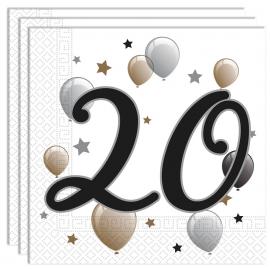 Milestone Happy Birthday 20 Års Servietter