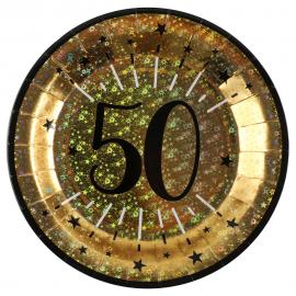 Paptallerkener 50 År Birthday Party Guld