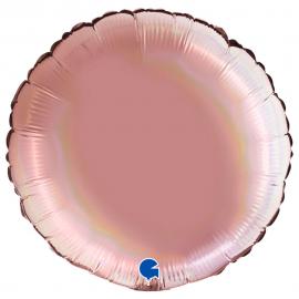Rund Folieballon Holografisk Platinum Rosé