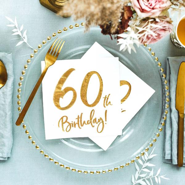 60th Birthday Servietter Guld