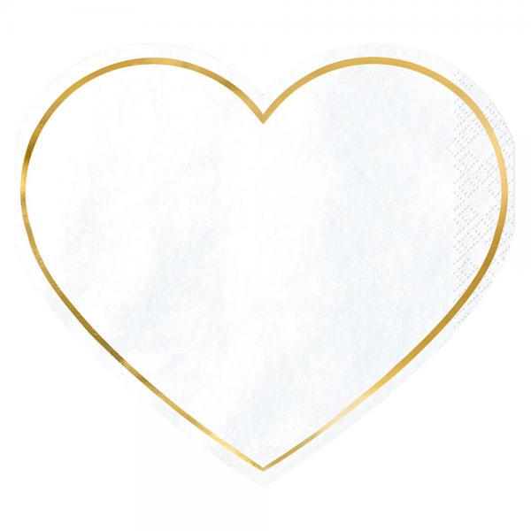 Servietter Hjerteformet Hvid med Guldkant