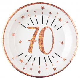 Paptallerkener 70 År Birthday Party Rosaguld