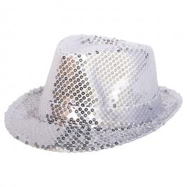 Trilby Hat Sølv Pailletter