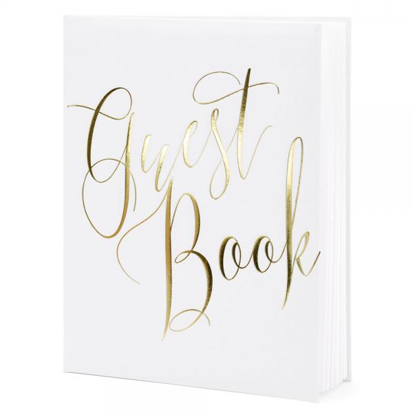 Gstebog Guest Book Hvid og Guld