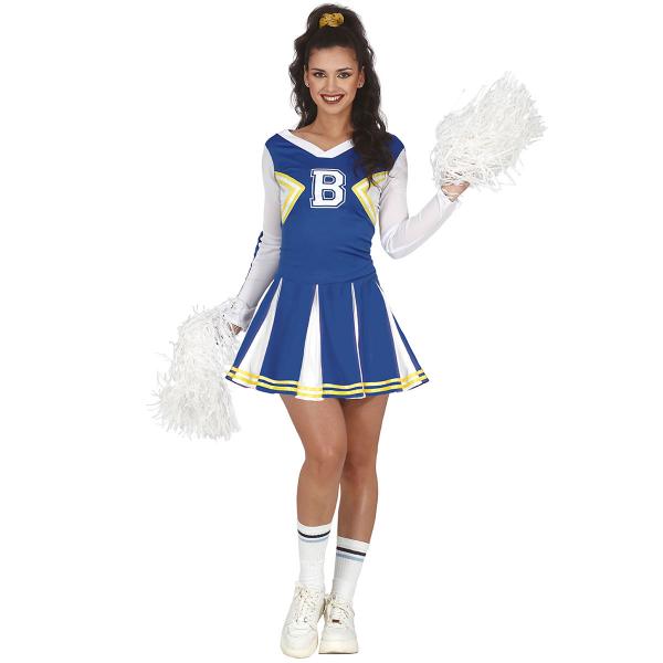 Cheerleader Kostume Bl og Hvid