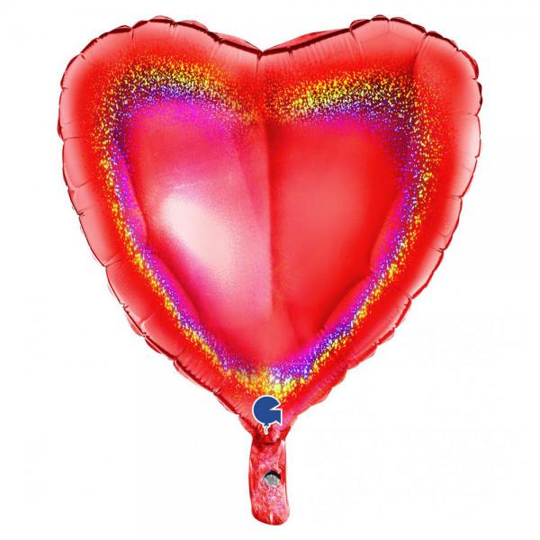 Holografisk Folieballon Hjerte Rd