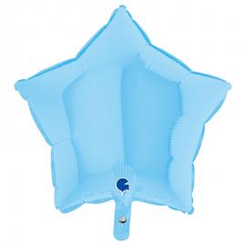 Folieballon Stjerne Pastel Blå Mat