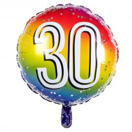 Folieballon Regnbue 30 år