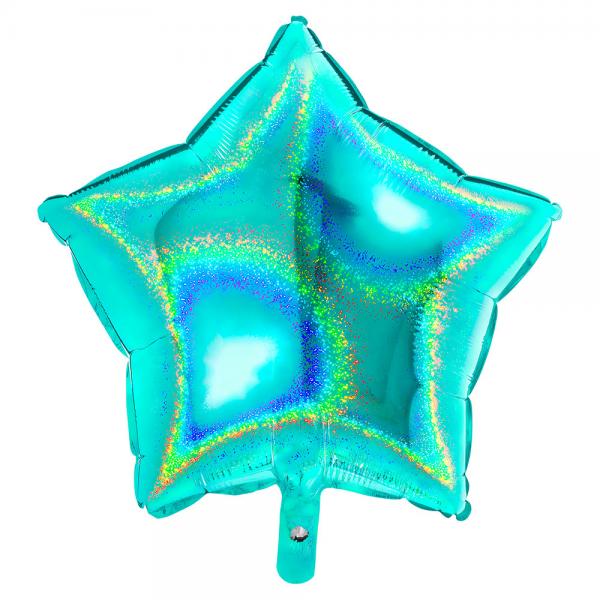 Holografisk Folieballon Stjerne Tiffany Bl