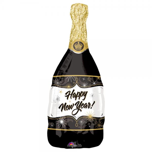 Happy New Year Champagneflaske Ballon