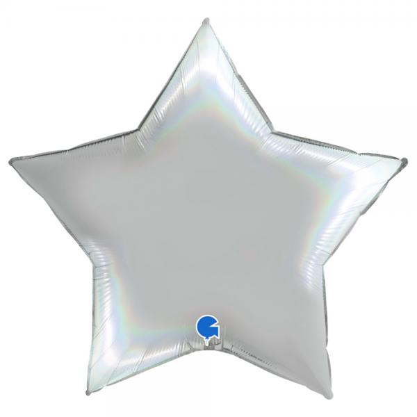 Stor Ballon Stjerne Holografisk Platinum Pure