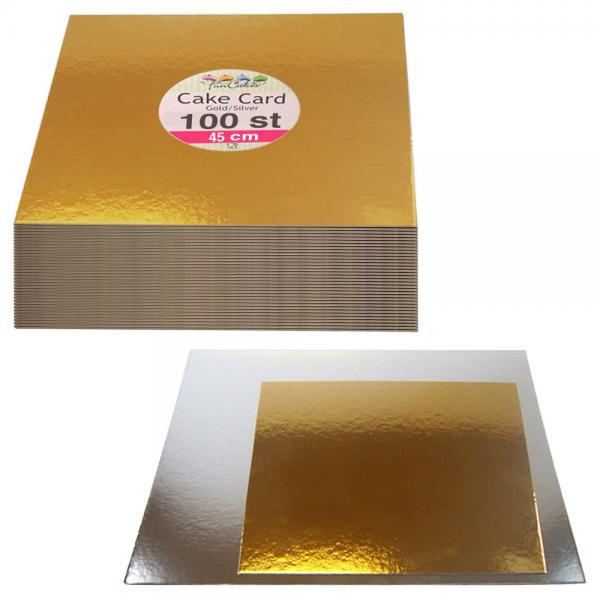 Kageplader Guld & Slv Rektangulre 45 cm 100-pak