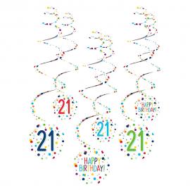 Hængende Swirls 21 år Confetti Birthday
