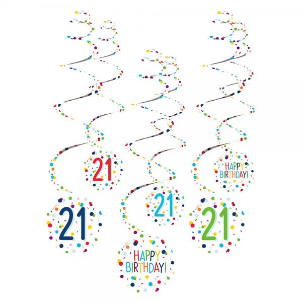 Hngende Swirls 21 r Confetti Birthday