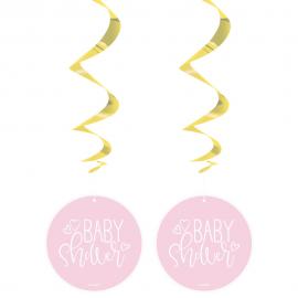 Baby Shower Swirls Lyserød & Metallic Guld