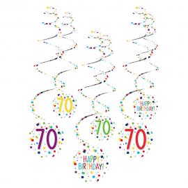 Hængende Swirls 70 år Confetti Birthday