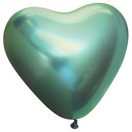 Hjerteballoner Chrome Grøn