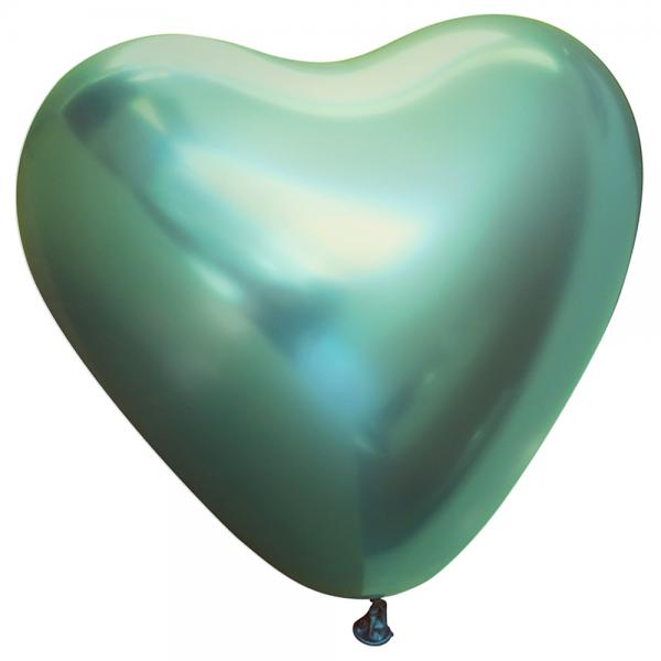 Hjerteballoner Chrome Grn