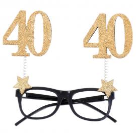 40 År Briller Glitter Guld