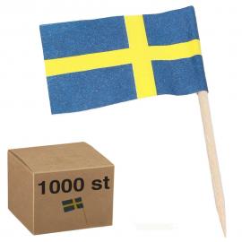 Party Picks med Sverigeflag 1000-pak