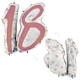 Marble 18 Holografisk Ballon Tal Pink