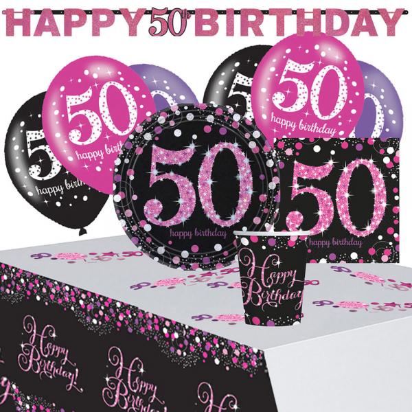 50-rs Fdselsdagsfest Pink Sparkling Celebration Kit 8 Pers