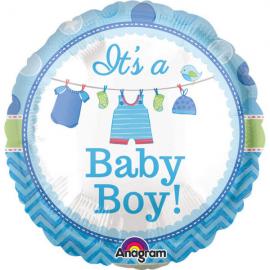 Baby Shower it's a Baby Boy Ballon Folie Rund