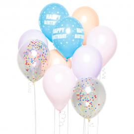 Ballonbuket Sæt Happy Birthday Pastel
